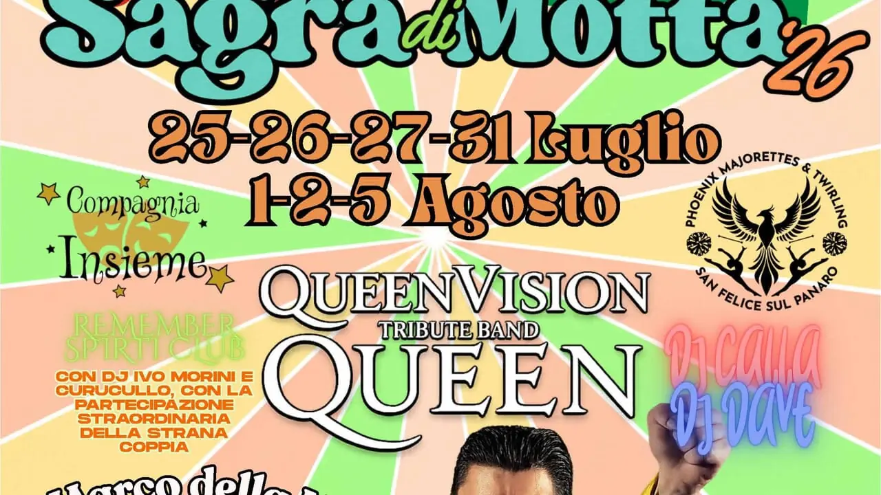 Dalla Ferrari di Zelig ai Queen in versione tribute: la Sagra di Motta alza il tiro