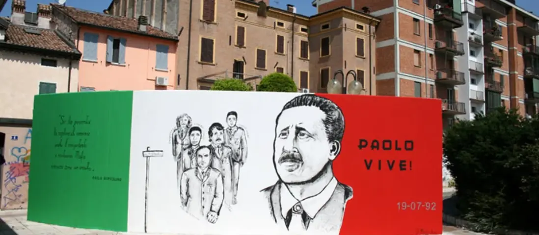 Trentaquattro anni dopo, Carpi non dimentica: Borsellino rivive sotto il murale della Meridiana